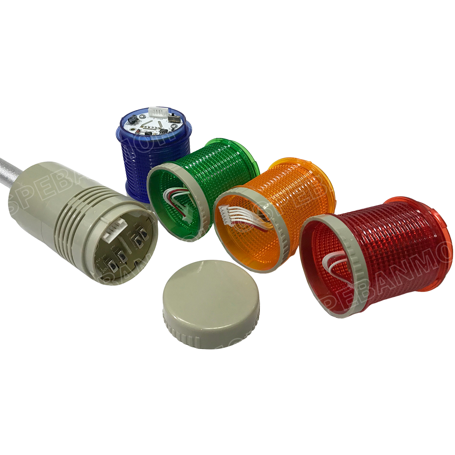 [ 1 ชิ้น ] ZT-50-WJ ฐาน 5เส้น ทาวเวอร์ไลท์ Tower Warining Light LED 24VDC 220VAC ปร้บ กระพริบ ติดค้าง มีเสียง Red Yellow Green Blue สัญญาณเตือนไฟกระพริบ มีเสียง Flashing + Buzzer LTA-205 ZT หลอดไฟ LED เตือนภัย Towe Light แสดงสถานะเครื่องจักร สำหรับโรงงาน