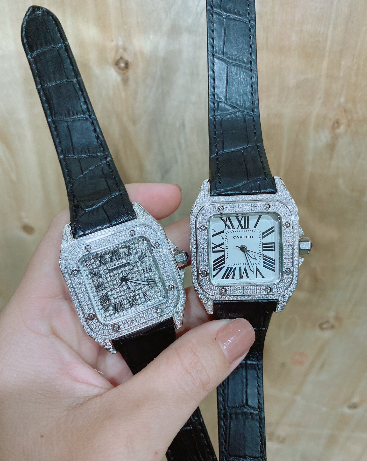 Cartier Santos 100 Full and Pave Diamond กล่องหนัง พร้อมอุปกรณ์ครบชุด เพชรเต็ม ไม่เต็มลด 500