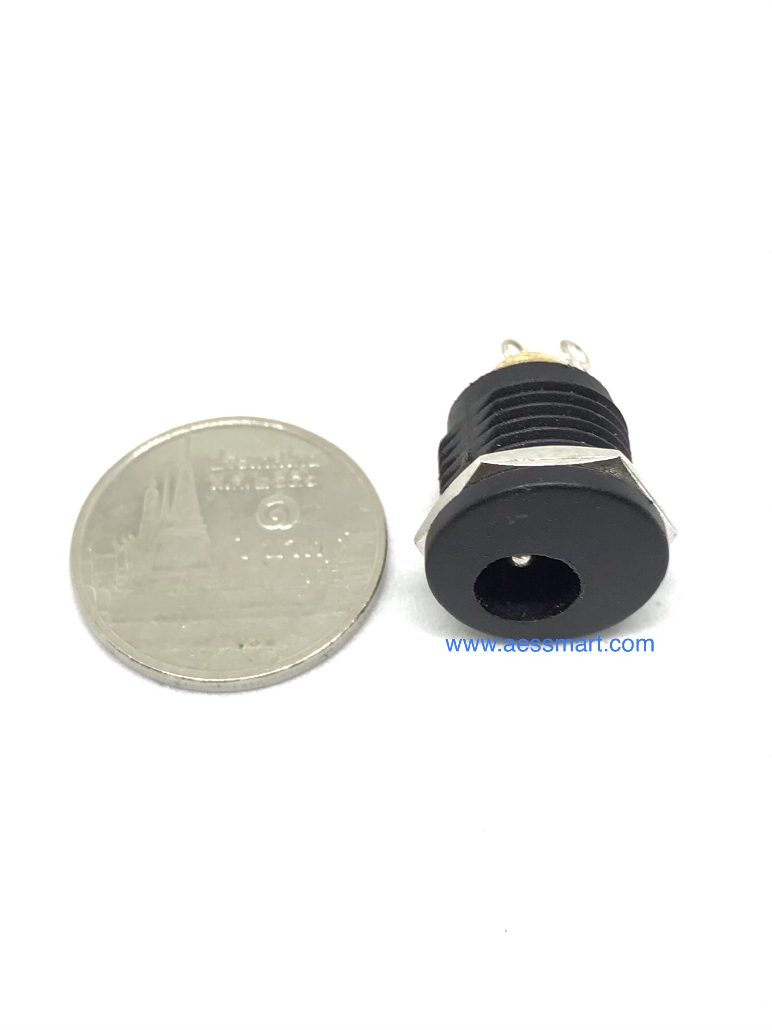 DC Jack 5.5x2.1mm Socket ตัวถังมีเกลียว