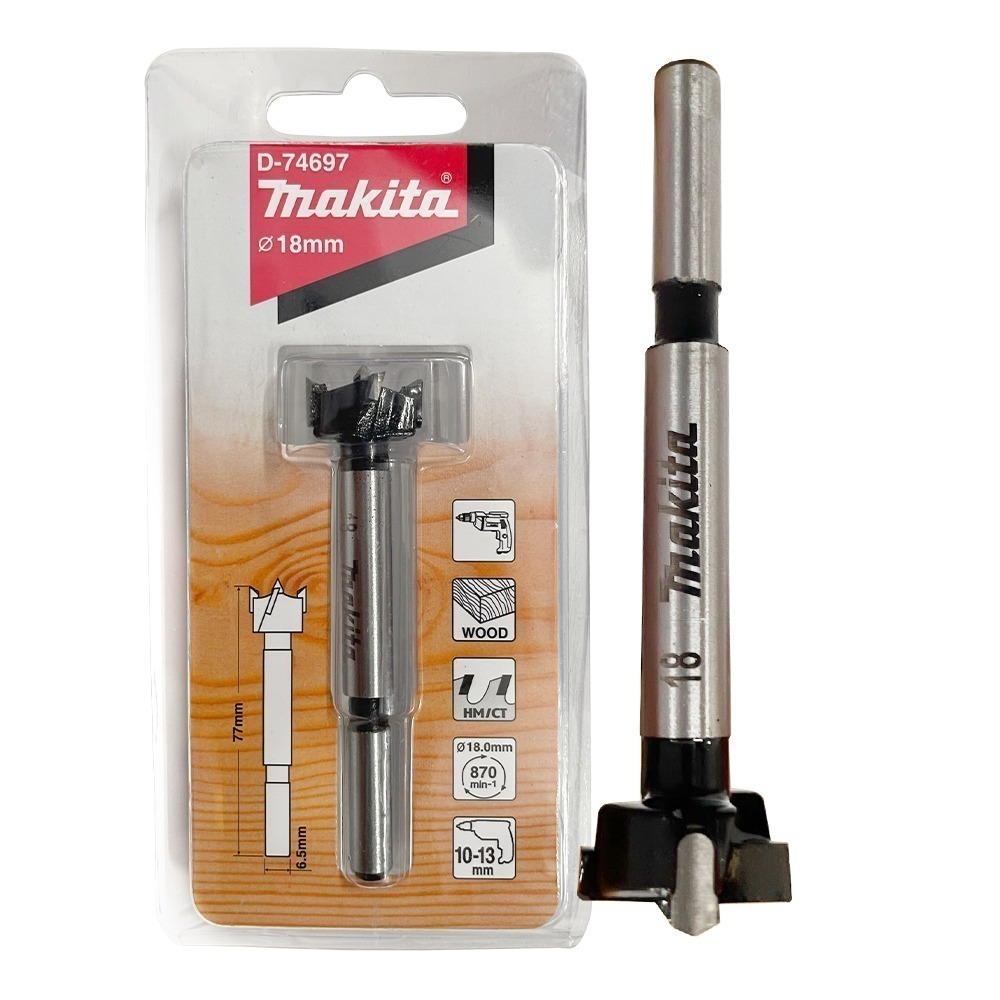 MAKITA D-74697 (18 มม.)ดอกเจาะรู บานพับ TCT 18x77มม. (D-7469, D7469)