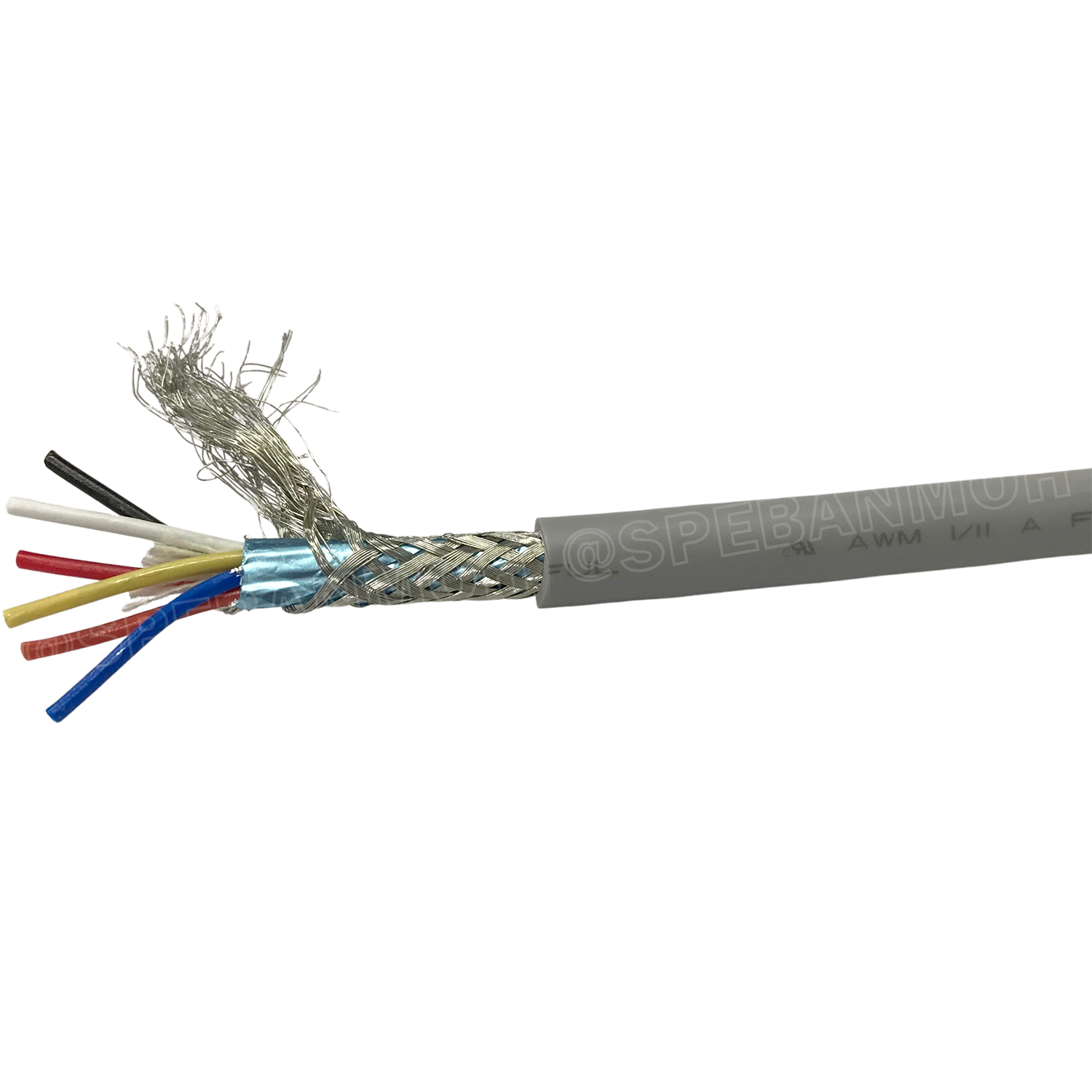 [ 100 เมตร ] TW-2464BS-22AWG-06C สีเทา Grey สายมัลติคอร์ 6 คอร์ ขนาด 22AWG 6Cx22AWG UL2464 300V 80°C AWG22 เบอร์ 22 สายชีลรอบ Braid Shielded Multicore Cable 6C Computer Cable TCU Tinned Stranded Copper AWM 2464 22AWG VW-1 80°C 300V E150612 Thai Wonderful