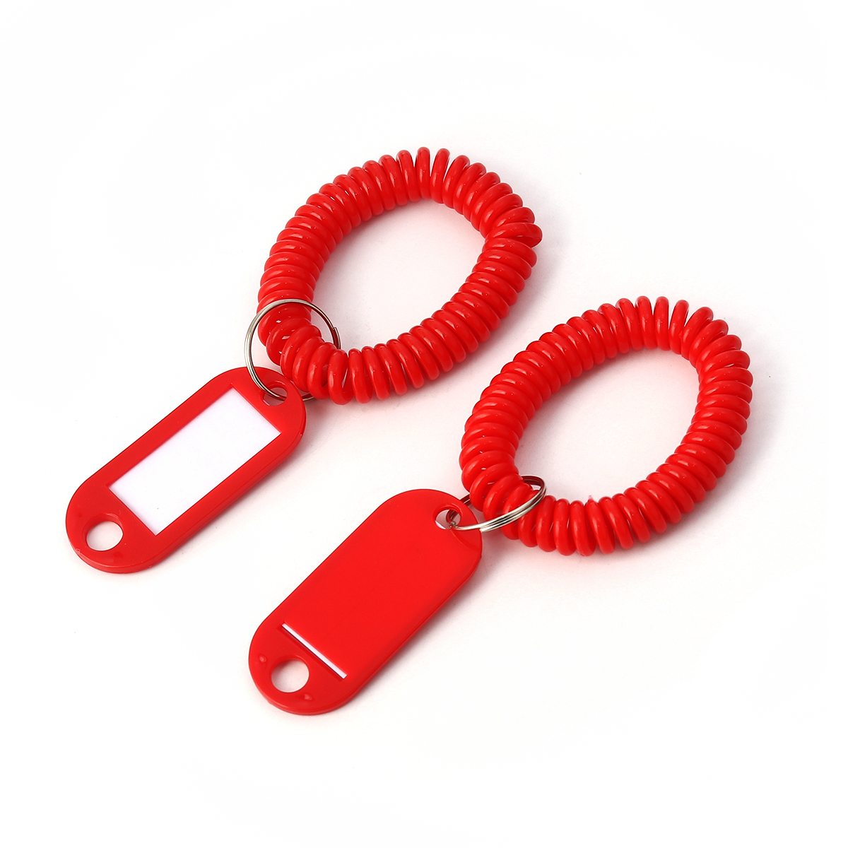 พวงกุญแจสปริง พร้อมป้ายชื่อพีวีซี ขนาดประมาณ 5.5 ซม. มี 2 สี