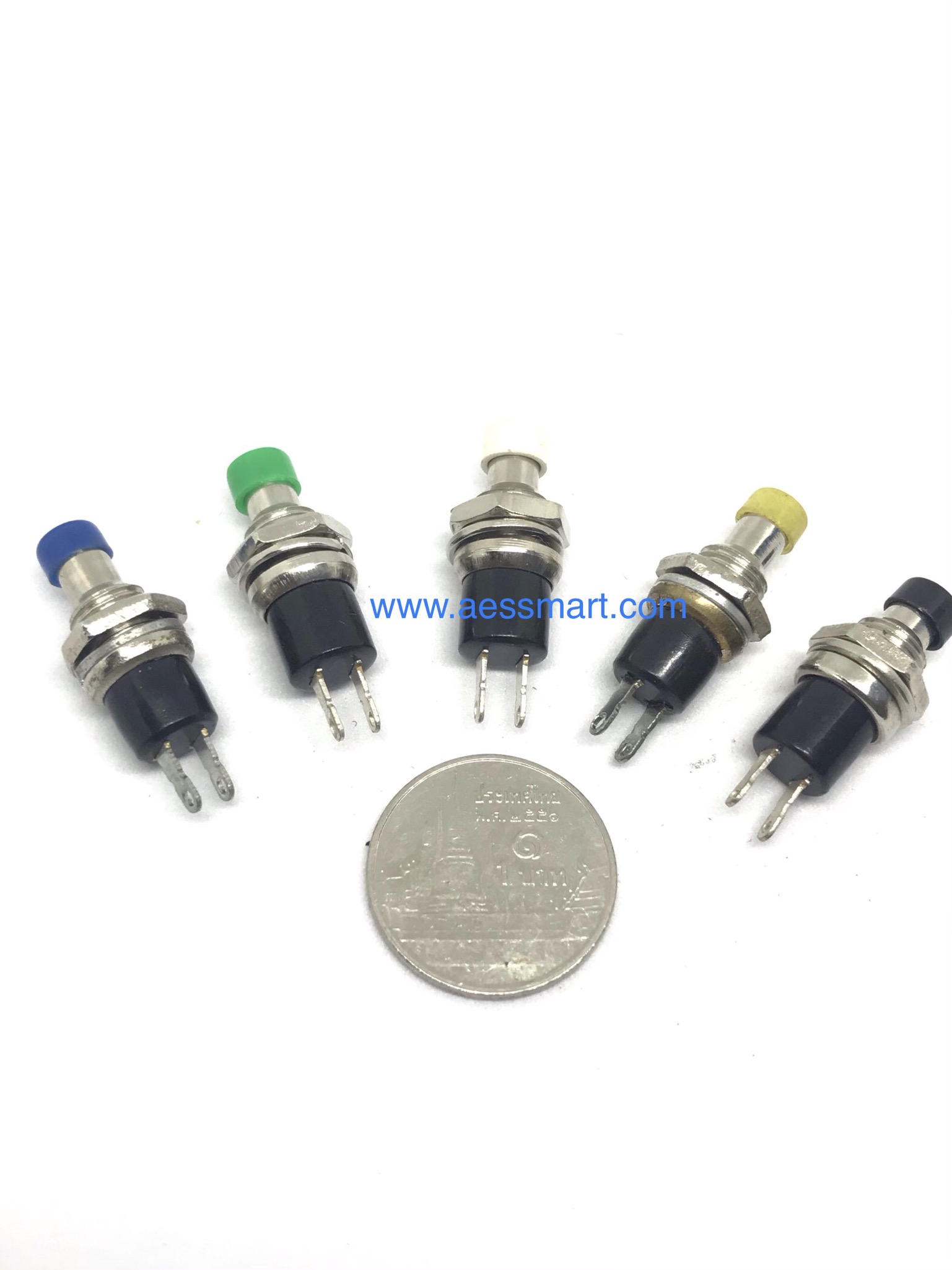 PBD2C01 : สวิตซ์กดติดปล่อยดับ 2ขากลม (คละสี)