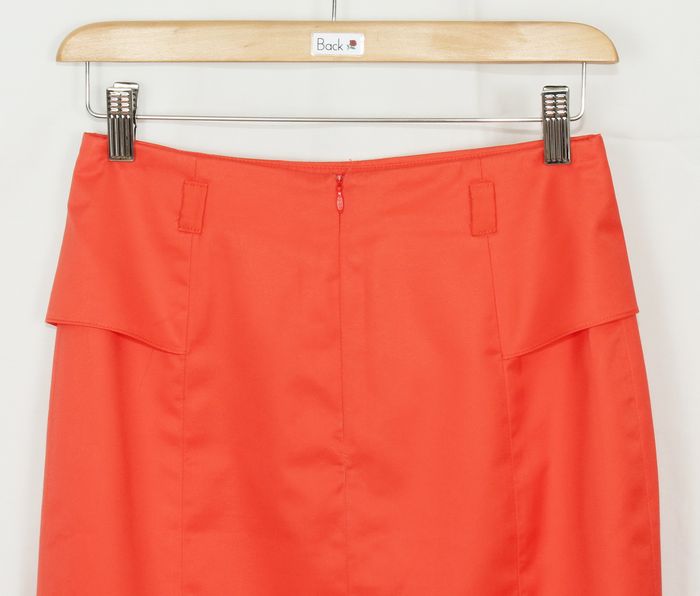 กระโปรงแฟชั่น&ทำงาน กระโปรงทรงสอบผ้าคอตต้อนญี่ปุ่นสีส้ม แต่งระบาย ด้านหน้ากระโปรง / SK-119