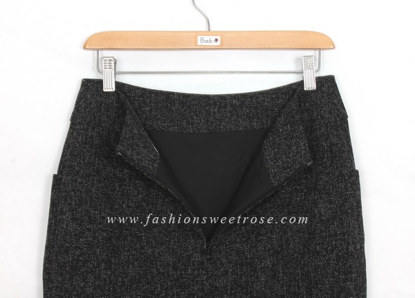 SK-420 กระโปรงแฟชั่น ทรงสอบ ผ้า CHANEL โทนสีดำ