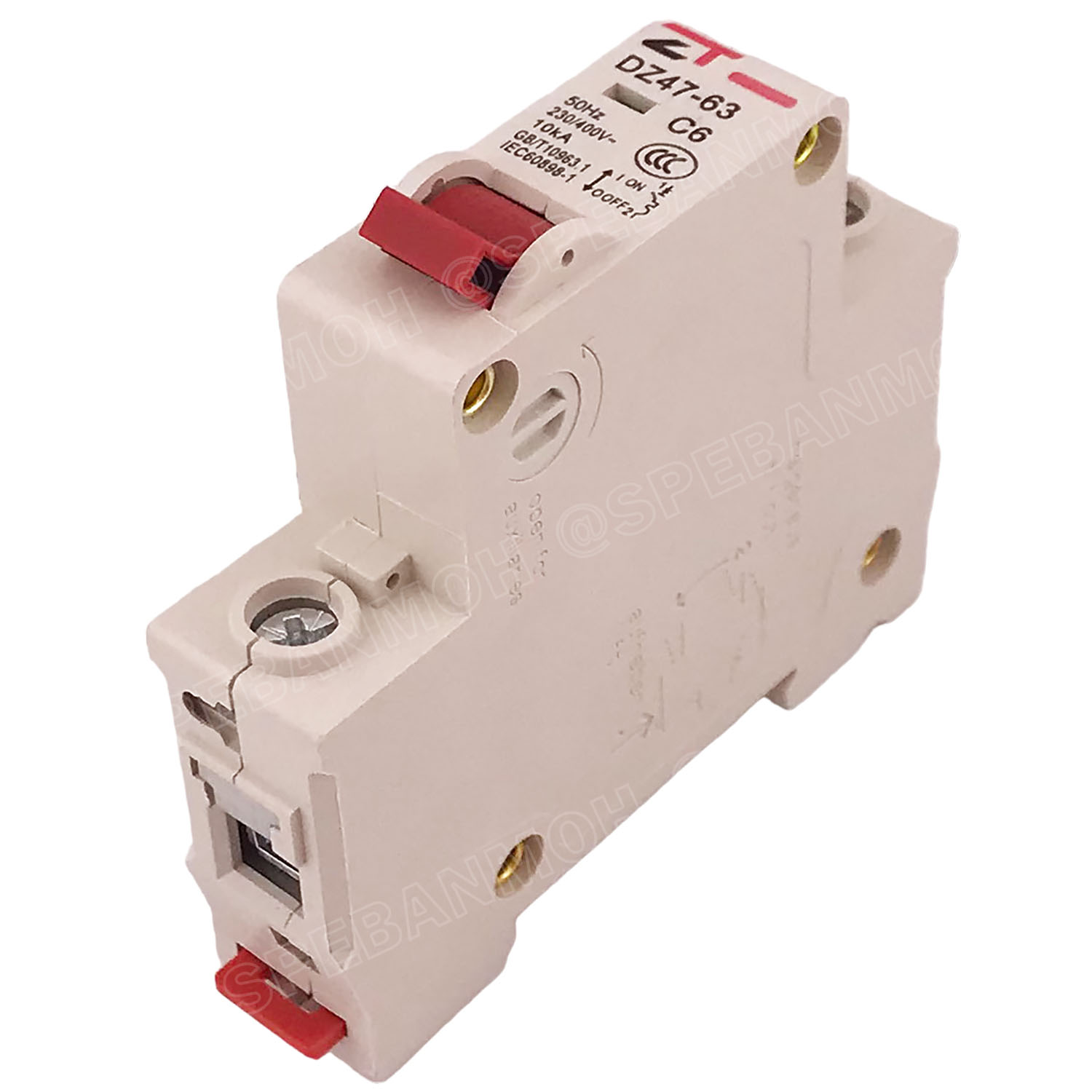DZ47-63-1P 6A เบรกเกอร์ ลูกย่อย ยึดรางปีกนก 1P 6A AC Circuit Breaker เบรกเกอร์ตัดไฟเกิน 1โพล 6แอมป์ คัดเอาท์ ป้องกันกระแสเกิน Overload ป้องกันการลัดวงจร Short circuit เบรกเกอร์ตัดไฟ เบรกเกอร์ลูกย่อย Ac Circuit Breaker ไฟบ้าน 230V/400V AC มินิเซอกิตเบรกเกอ