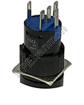 L16A-003-5P-DZ สวิทช์กดติด-กดดับ (Maintain) ∅16mm OFF-ON DC 12V สีเหลือง (Yellow)