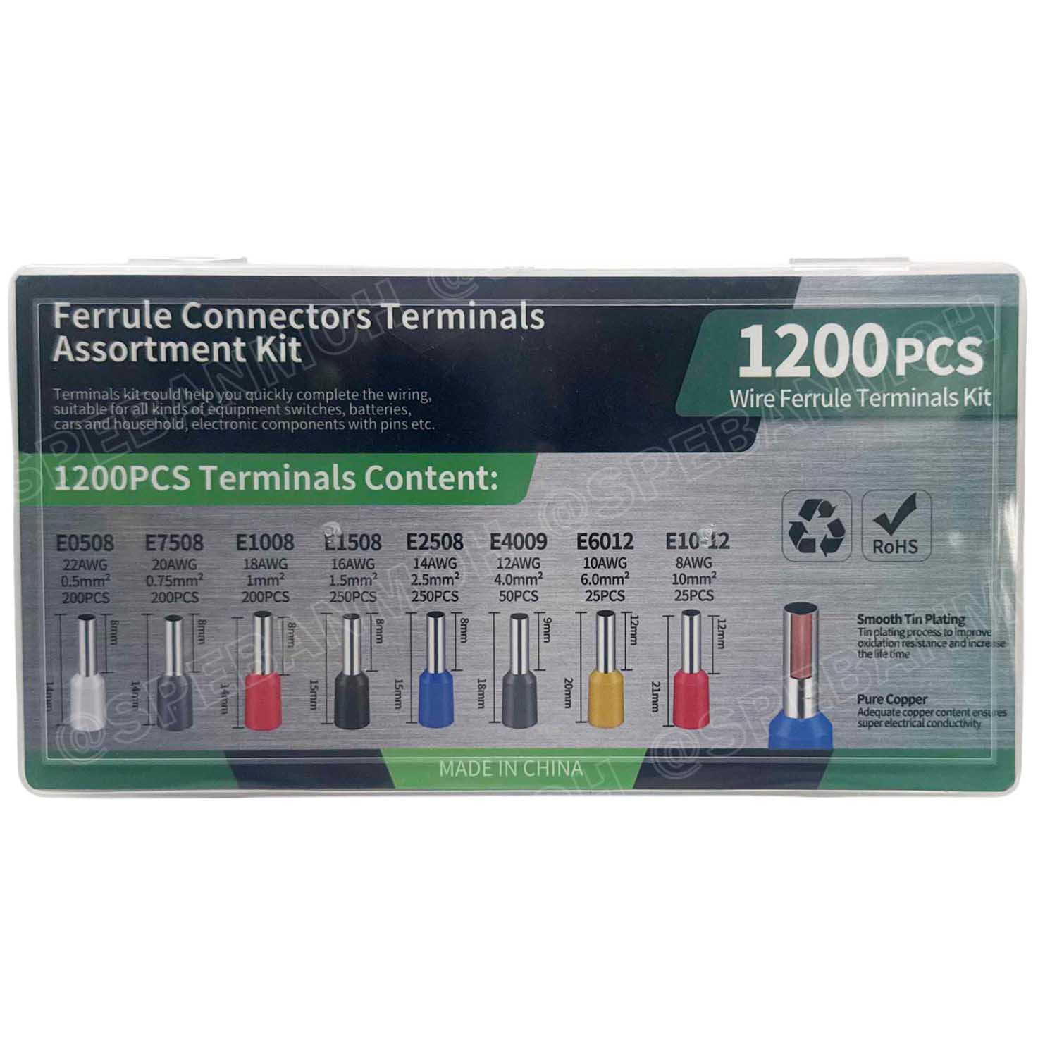 [ 1 กล่อง ] E-1200 หางปลาคอร์ดเอ็น 1200ชิ้น cord end Cord-N ขั้วต่อสายไฟ เทอร์มินอล ขั้วต่อหางปลา Terminal Crimping ครอดเอ็น แบบกล่อง หางปลาย้ำปลายสายไฟ แบบเข็ม ขนาด 22 , 20 , 18 , 16 , 14 , 12 ,10 AWG ข้อต่อย้ำสายแบบเดี่ยว คอร์ดเอ็น cord end แบบกล่อง