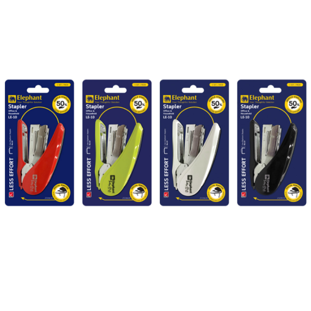 เครื่องเย็บกระดาษ ตราช้าง Elephant รุ่น LE-10 เย็บกระดาษได้ 20 แผ่น เบาแรง 50% คละสี