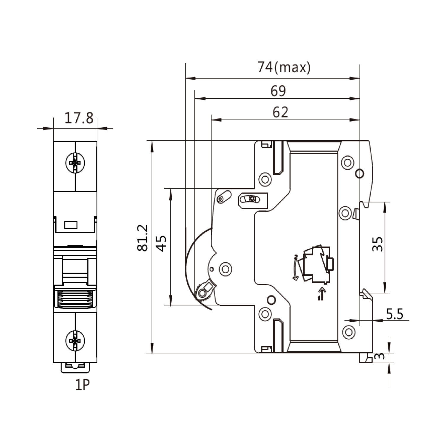 [ 1 ชิ้น ] GYM9-63DC-1P เบรกเกอร์ ดีซี 1 โพล 1 Pole DC Breaker 250 VDC DC Circuit Breaker 1P สำหรับงาน solar cell เบรกเกอร์ไฟฟ้าโซลาร์เซลล์ DC ป้องกันกระแสเกิน ใช้ได้กับไฟฟ้ากระแสตรง DC เบรกเกอร์ DC 1P DC Solar Breaker เซอร์กิตเบรกเกอร์ MCB Breaker DC