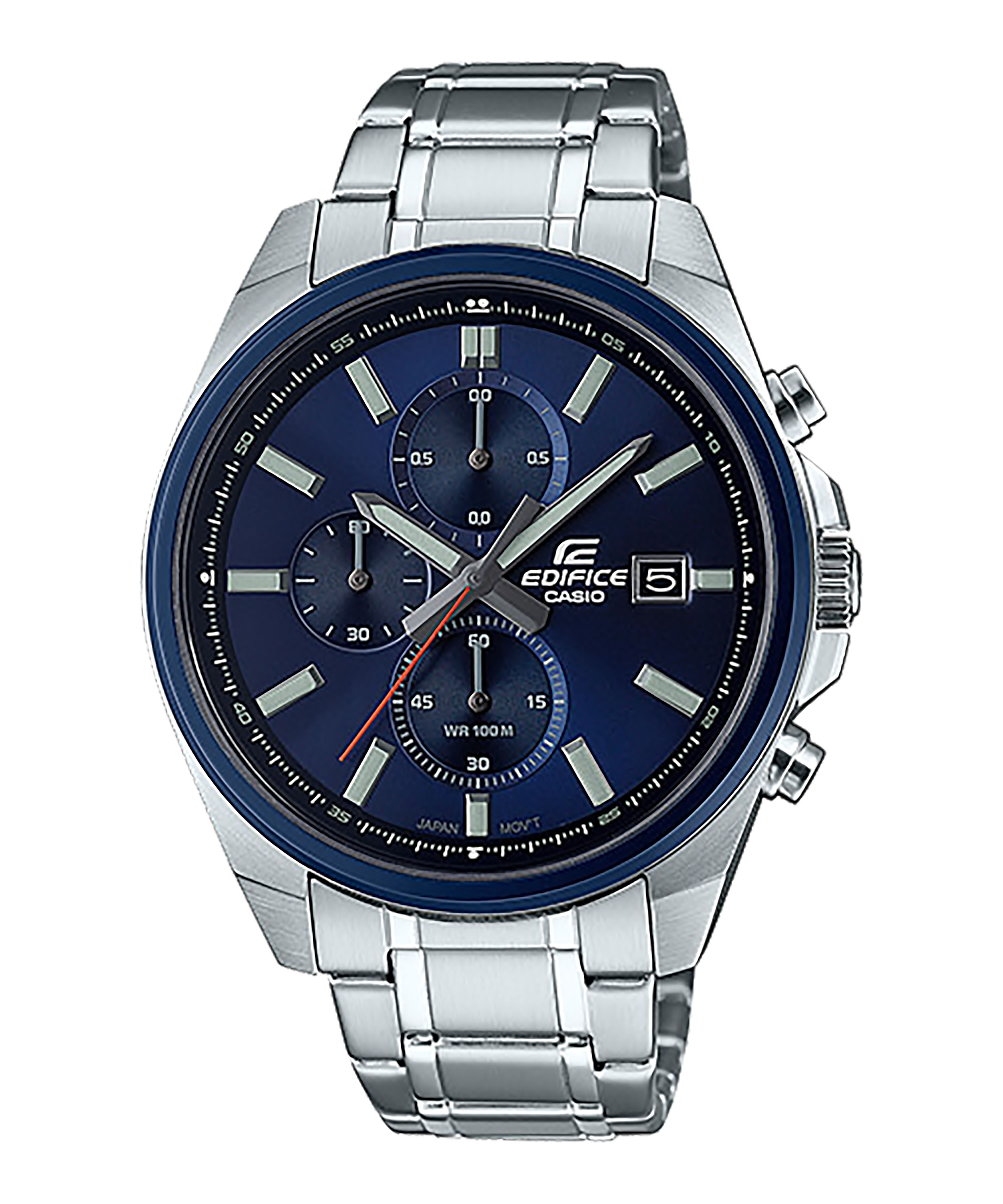CASIO EDIFICE รุ่น EFV-610DB-2AVUDF สีเงิน หน้าปัดน้ำเงิน สินค้าใหม่ ของเเท้ ประกันศูนย์ CMG