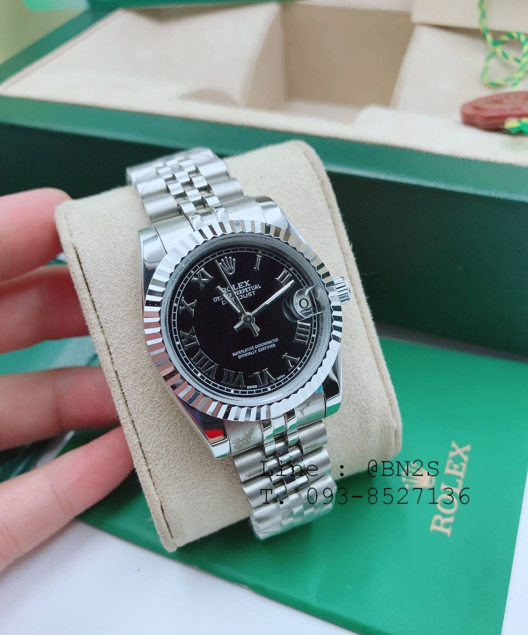 ROLEX DATEJUST Watch หน้าปัดกลม เรือนเงิน หน้าปัดำ 31 มม. มาพร้อมกล่องครบชุดตามรูป