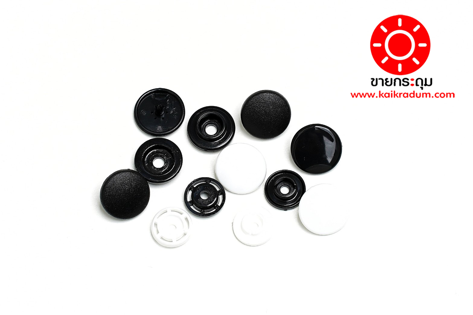 กระดุมแป๊กพลาสติก T5ฺB-15 สีดำด้าน ขนาด 15 mm.