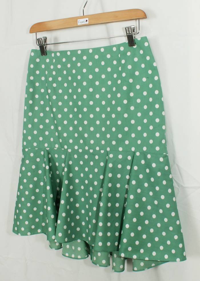 SK-199 กระโปรงแฟชั่น&ทำงาน ทรงย้วย ผ้าคอตต้อนญี่ปุ่นสีเขียว Polka Dot Green