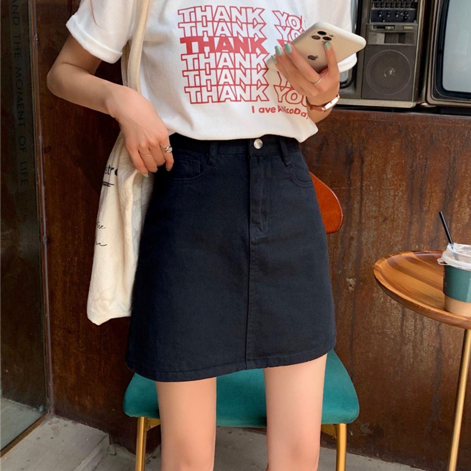 BASIC Denim mini skirt กระโปรงยีนส์สั้น