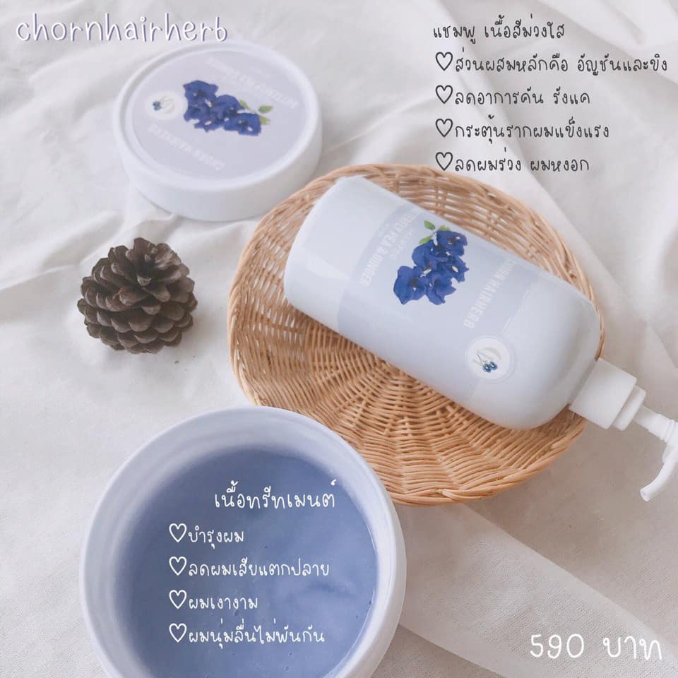 แชมพูอัญชัญขิง + ครีมหมักผม ขนาด500ml.
