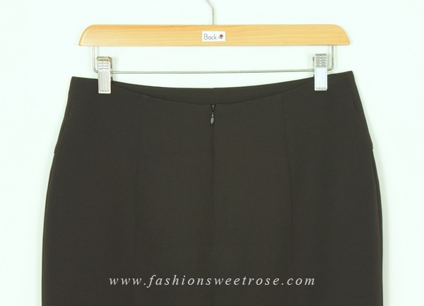 SK-457 กระโปรงทรงสอบ ผ้า Double Twist สีดำ