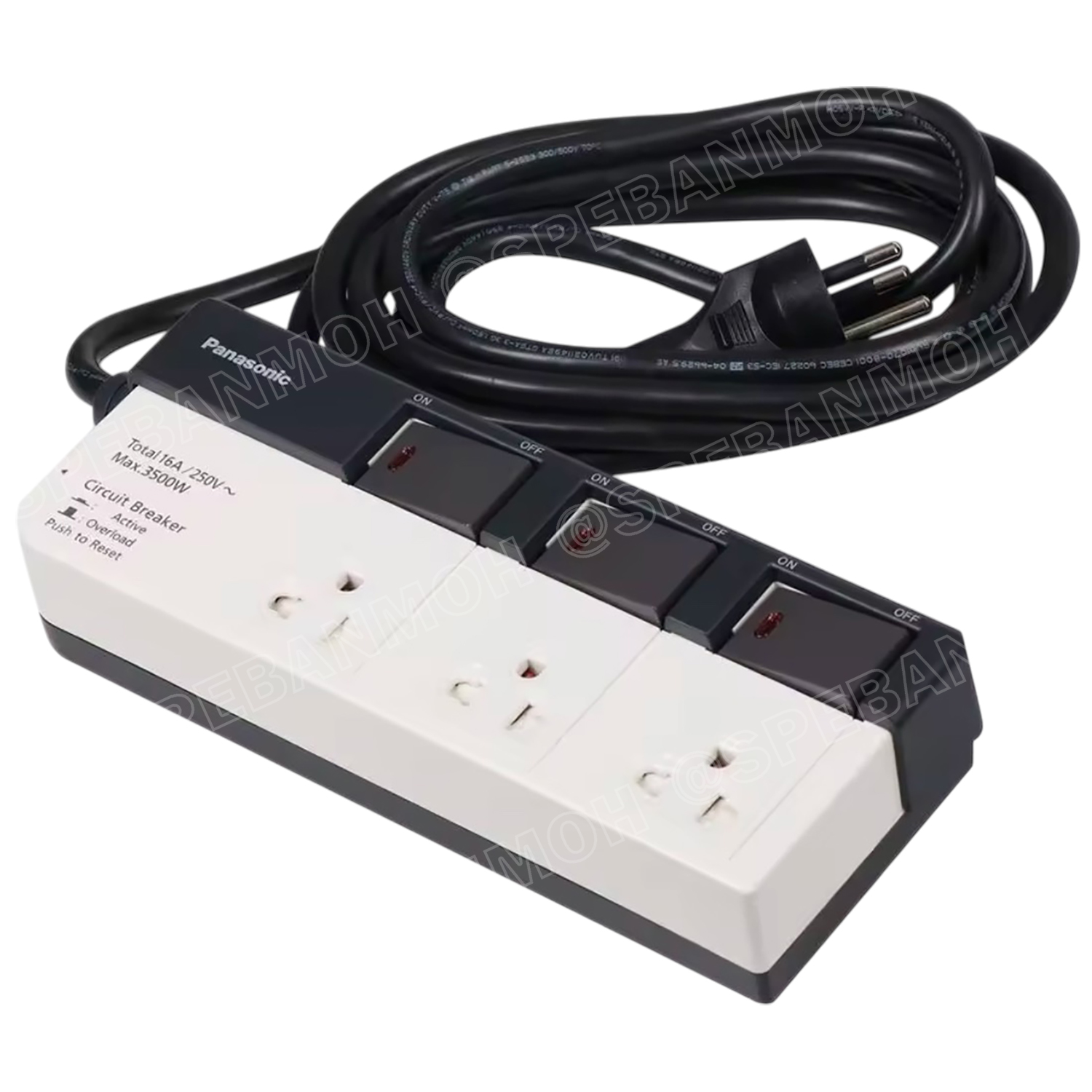 [ 1 ชิ้น ] ปลั๊กพ่วง Panasonic WCHG 28334 3ช่อง 3สวิตช์ 3เมตร ปลั๊กพ่วงพานาโซนิค ปลั๊กพ่วง พานาโซนิค WCHG Power Strip Panasonic 3500W 16A 250VAC AC Power Extension รางปลั๊กไฟ ปลั๊กพ่วง 3 ขา ปลั๊กไฟสามตา ปลั๊กพ่วง มาตรฐาน มอก ป้องกันไฟเกิน Panasonic Extens