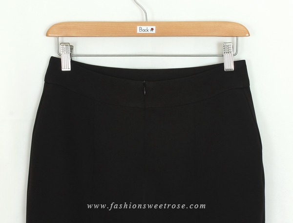 SK-445 กระโปรงแฟชั่น-ทำงาน ทรงสอบ ผ้า Double Twist สีดำ