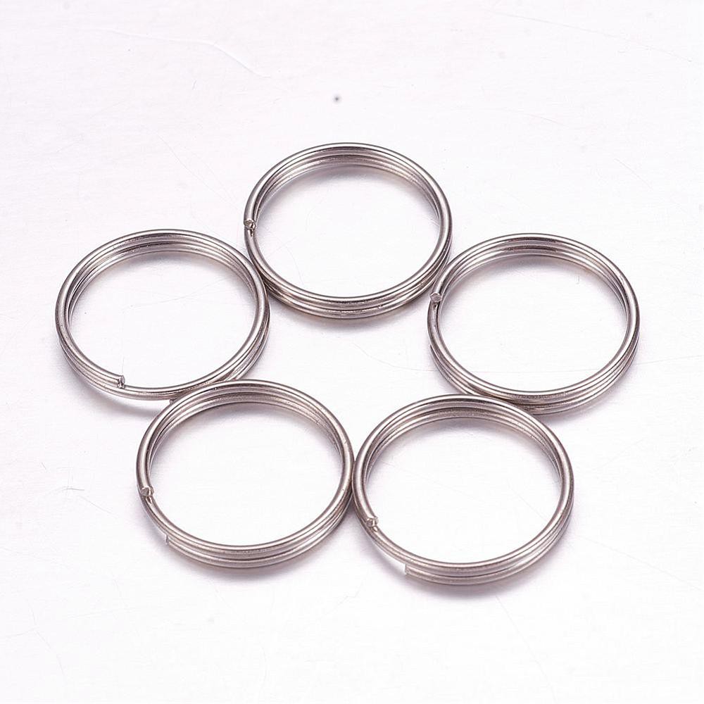 ห่วงกุญแจวงแหวนเกลียวสองชั้น สแตนเลส SS304 ขนาด 15x1.8 มม. จำนวน 50 อัน