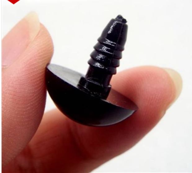 ตาตุ๊กตาก้านเสียบ ครึ่งวงกลม สีดำ พร้อมแป้นล็อค จำนวน 100 เซต