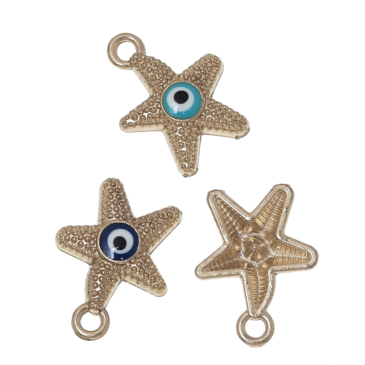 จี้ปลาดาวอีวิวอายโลหะชุบสีทอง ขนาด 18x 14 คละสี แพ็ค 10 ชิ้น