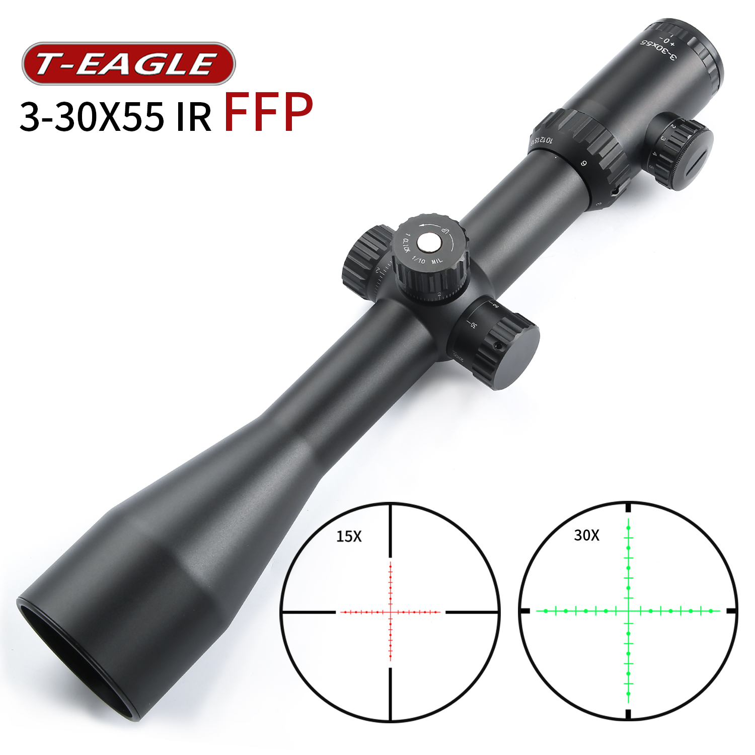 กล้องติดปืน กันน้ำ กันกระแทก T-EAGLE MR 3-30X55SFIR FFP SCOPE เส้นเล็งขยายตามซูม