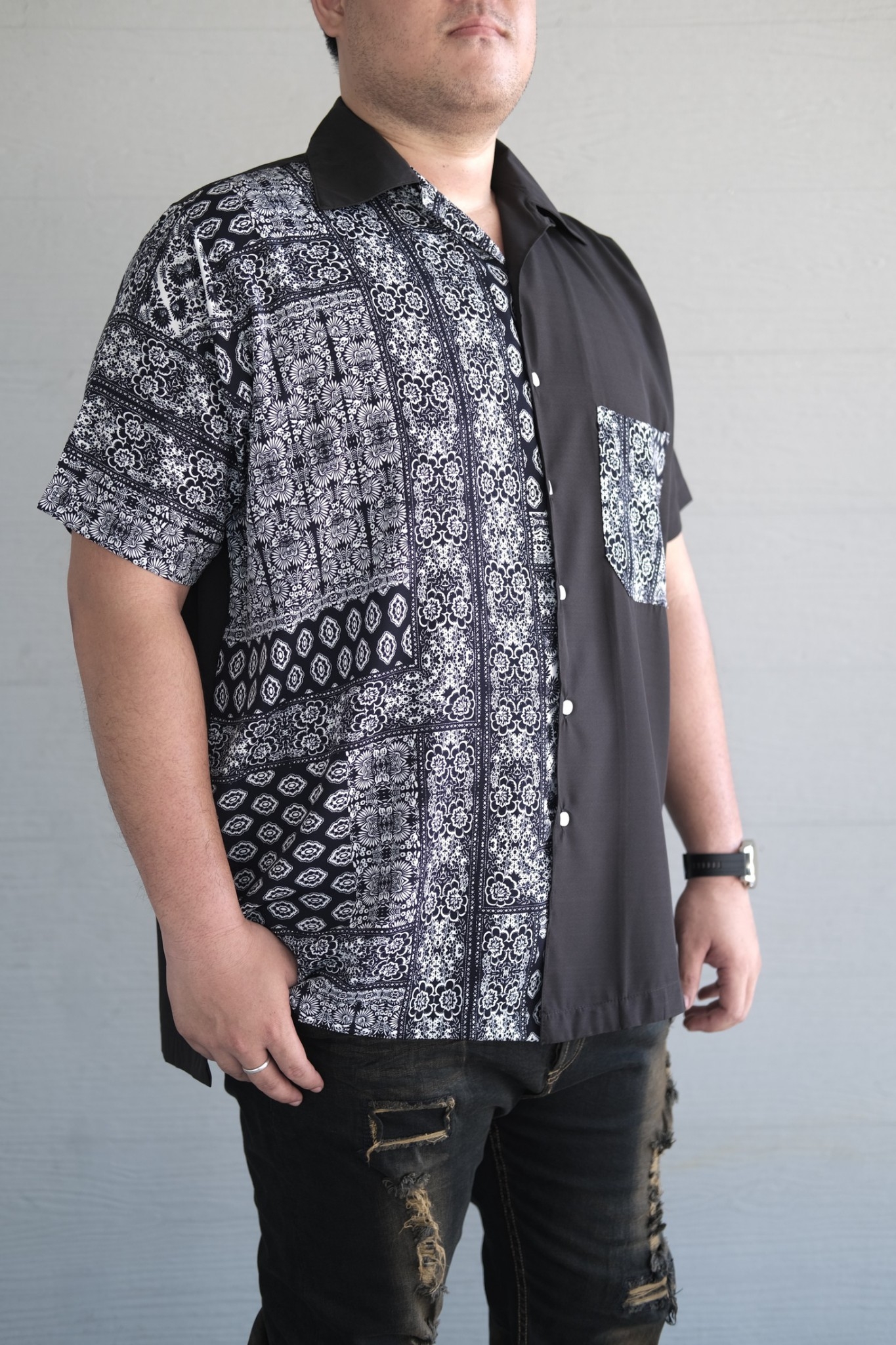 เสื้อเชิ้ตโอเวอร์ไซส์ แขนสั้น ผู้ชายอ้วน ไซส์ใหญ่ 2XL , 3XL , 4XL , 5XL