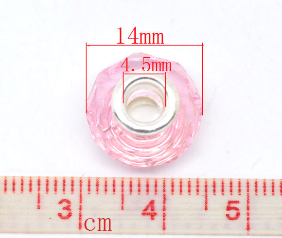 ลูกปัดแก้วยุโรปรูใหญ่เม็ดกลมเหลี่ยมเจีย ขนาด 14x9mm 20 เม็ดคละสี