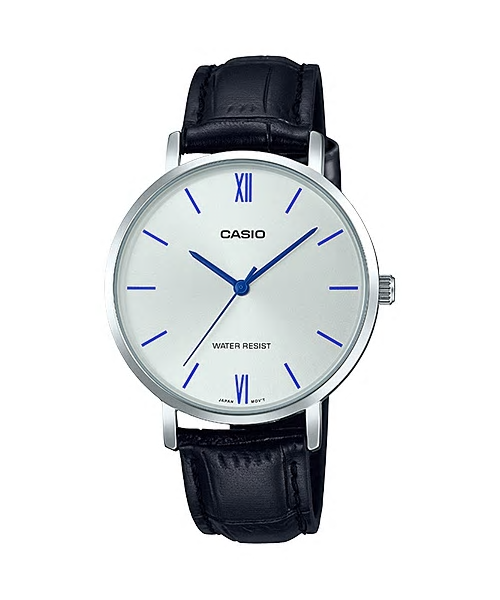 CASIO Standard รุ่น LTP-VT01L-7B1UDF สายหนังสังเคราะห์สีดำ จอเงิน สินค้าใหม่ ของแท้ รับประกันศูนย์ CMG