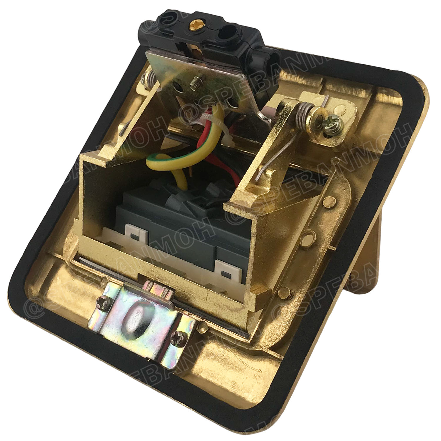 [ 1ชิ้น ] SF6120-Gold เต้ารับฝังพื้น AC Pop-up สีทอง Gold 10A 250VAC POP-UP Floor Outlet POPUP เต้ารับฝังพื้น 2 ช่อง ชุดเต้ารับฝังพื้น 3ขา 2ช่อง BF ชุดเต้ารับ เจาะพื้น เต้ารับฝังโต๊ะ TABLE SOCKETS เต้ารับแบบใช้เท้าเปิด