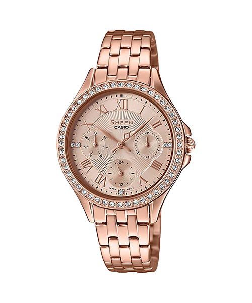 CASIO SHEEN รุ่น SHE-3062PG-9AUDF สายสแตนเลส สีพิ้งค์โกลด์ สินค้าใหม่ ของแท้ รับประกันศูนย์ CMG