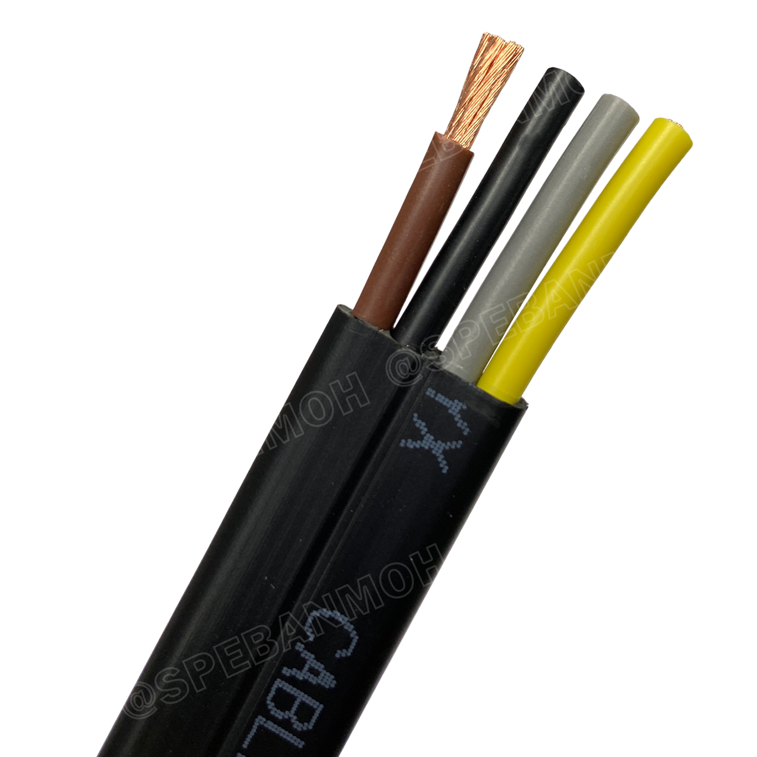 [ 1เมตร ] H07VVH6-F 4Gx4.0 sq.mm สายไฟแบน สีดำ Crane Wire 4C สายเคลื่อนที่ สำหรับเครน สายลำเลียง Moving Cable Flat Cable ป้องกันการบิดเกลียว ทองแดงแดงแท้ VDE 0295 IEC 60228 Class 5 H07 450/750V Cable For Mobile Machine Components