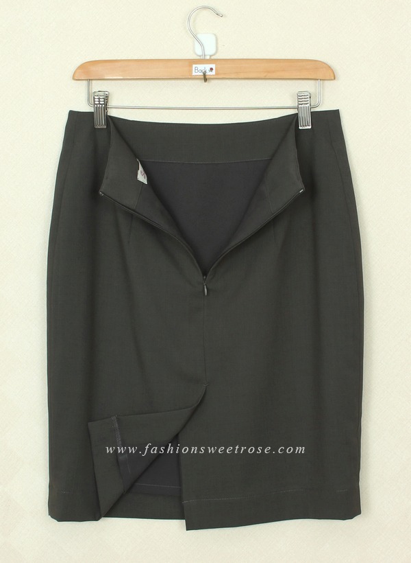 SK-394 กระโปรงแฟชั่น&ทำงาน ทรงดินสอ ผ้า Rose Skinny สีเทาดำ สไตน์เรียบหรู