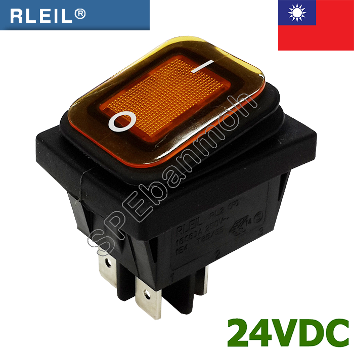 [ 1 ชิ้น ] RL2P-21N 24V เหลือง Yellow RLEIL Rocker Switch Switch RL2P RL2P-21 RL2P-21N สวิทช์กระดกกันน้ำ Waterproof Switch ON-OFF With Lamp 16A 220V สวิทกันน้ำ Water Proof Rocker Switch สวิต เปิดปิด กันน้ำ สวิตกันน้ำ สวิตช์กันน้ำ waterproof Switch On Off