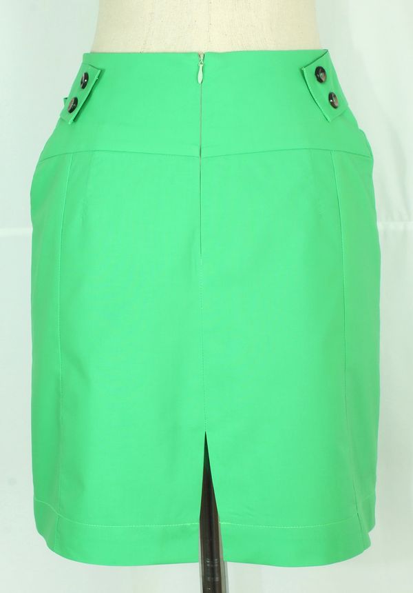 SK-126 กระโปรงแฟชั่น&ทำงาน ทรงสอบ ผ้าญี่ปุ่นสีเขียวมะนาว พร้อมโบว์คาดเอว