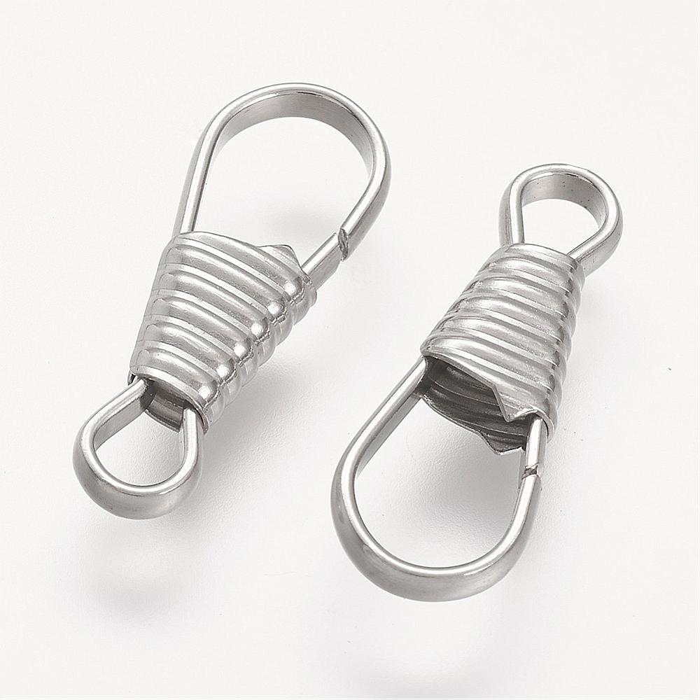 ห่วงกุญแจ ก้ามปู สแตนเลส 304 ขนาด 25x9x4mm รู 4mm, 7x10mm จำนวน 10 ชิ้น