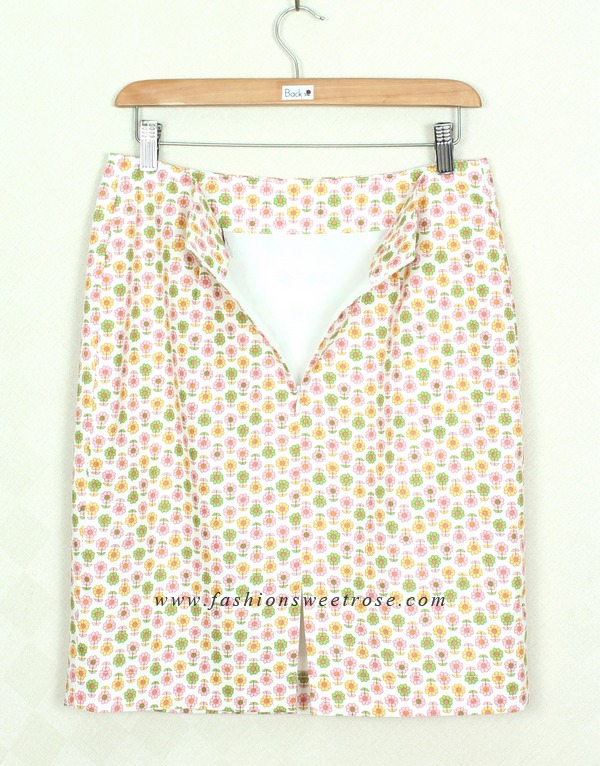 SK-377 กระโปรงแฟชั่น&ทำงาน ทรงสอบ Twin Pleated Skirt ผ้าคอตต้อนญี่ปุ่นพิมพ์ลายดอกไม้