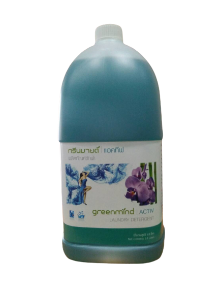 น้ำยาซักผ้า กรีนมายด์ แอคทีฟ (ซักเครื่องและซักมือ) 3.8 ลิตร.ใช้ได้ทั้งเครื่องซักผ้าและซักด้วยมือ สูตรพิเศษ ใช้ได้ทั้งผ้าสีและผ้าขาวทุกชนิด GREENMIND ACTIV Laundry detergent 3.8 L.
