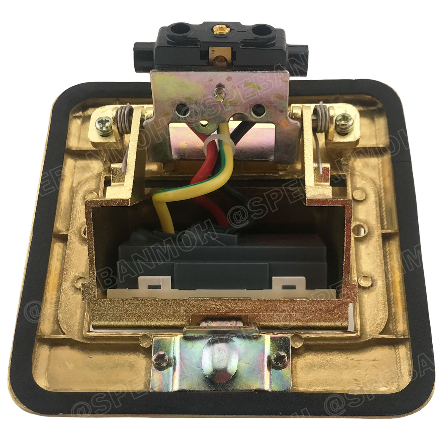 [ 1ชิ้น ] SF6120-Gold เต้ารับฝังพื้น AC Pop-up สีทอง Gold 10A 250VAC POP-UP Floor Outlet POPUP เต้ารับฝังพื้น 2 ช่อง ชุดเต้ารับฝังพื้น 3ขา 2ช่อง BF ชุดเต้ารับ เจาะพื้น เต้ารับฝังโต๊ะ TABLE SOCKETS เต้ารับแบบใช้เท้าเปิด