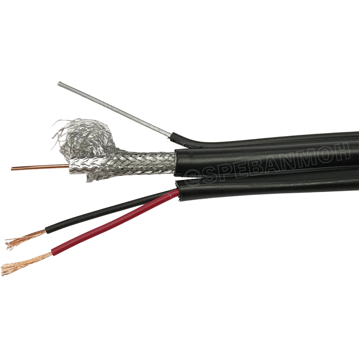 [ 2 เมตร ] สาย Coaxial CB-0109SMW+ RG 6/U สาย RG6 ชิลด์ 96% Power Wire มีสลิง สีดำ Black สำหรับใช้ภายนอกอาคาร CCTV Outdoor Coaxial Cable 75Ohm กล้องวงจรปิด สายโคแอกเชียล สายสื่อสาร Coaxial