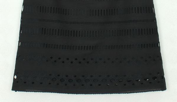 SK-343 กระโปรงทรงเอ ผ้าลูกไม้สีดำ ชายกระโปรงเป็นเชิงลูกไม้