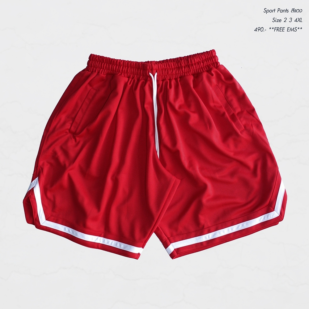 กางเกงวอม Free Size 3ส่วน ผ้าร่ม ใส่ออกกำลังกาย 2XL 3XL 4XL สีแดง