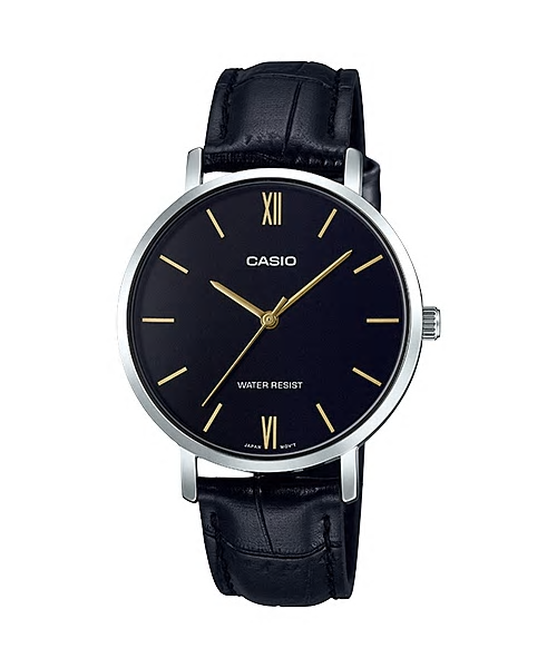 CASIO Standard รุ่น LTP-VT01L-1BUDF สายหนังสังเคราะห์สีดำ จอดำ สินค้าใหม่ ของแท้ รับประกันศูนย์ CMG