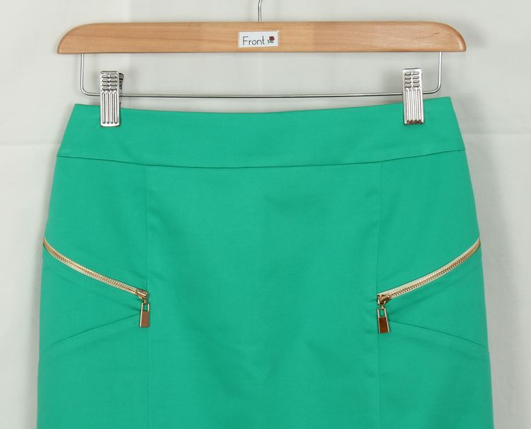 SK-118 กระโปรงแฟชั่น&ทำงาน ทรงสอบ ผ้าคอตต้อนญี่ปุ่นผสมสเปนเดกสีเขียวมิ้นท์