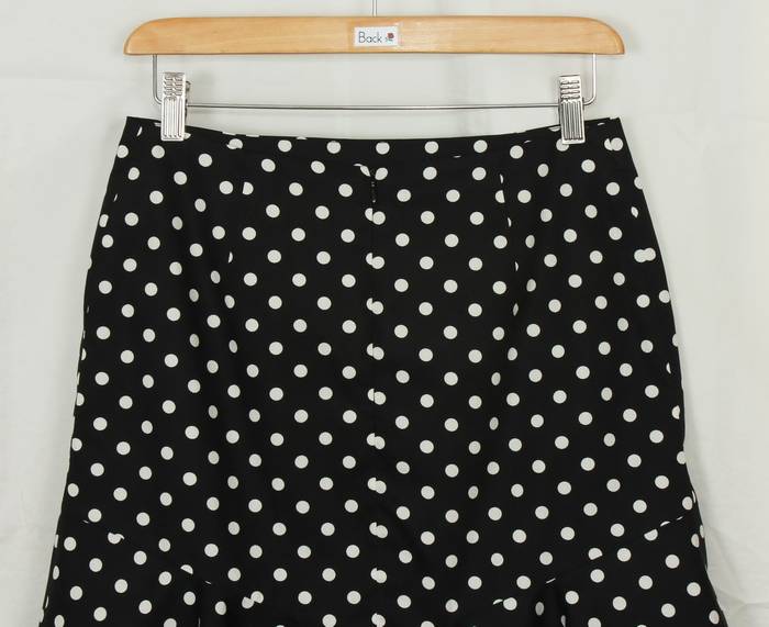 SK-198 กระโปรงแฟชั่น&ทำงาน ทรงย้วย ผ้าคอตต้อนญี่ปุ่นสีดำ Polka Dot Black