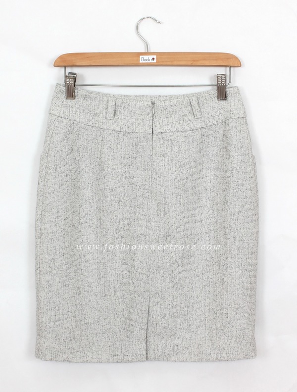 SK-418 กระโปรงแฟชั่น&ทำงาน ทรงสอบ ผ้า CHANEL โทนสีเทาอ่อน
