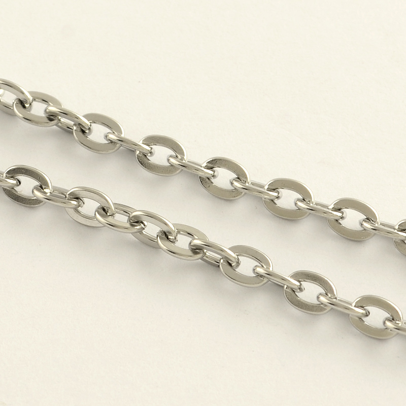 โซ่สแตนเลส 304 cable chain ข้อกลมแบน วงรี ขนาด 6x5x1.2mm ยาว 20 เมตร