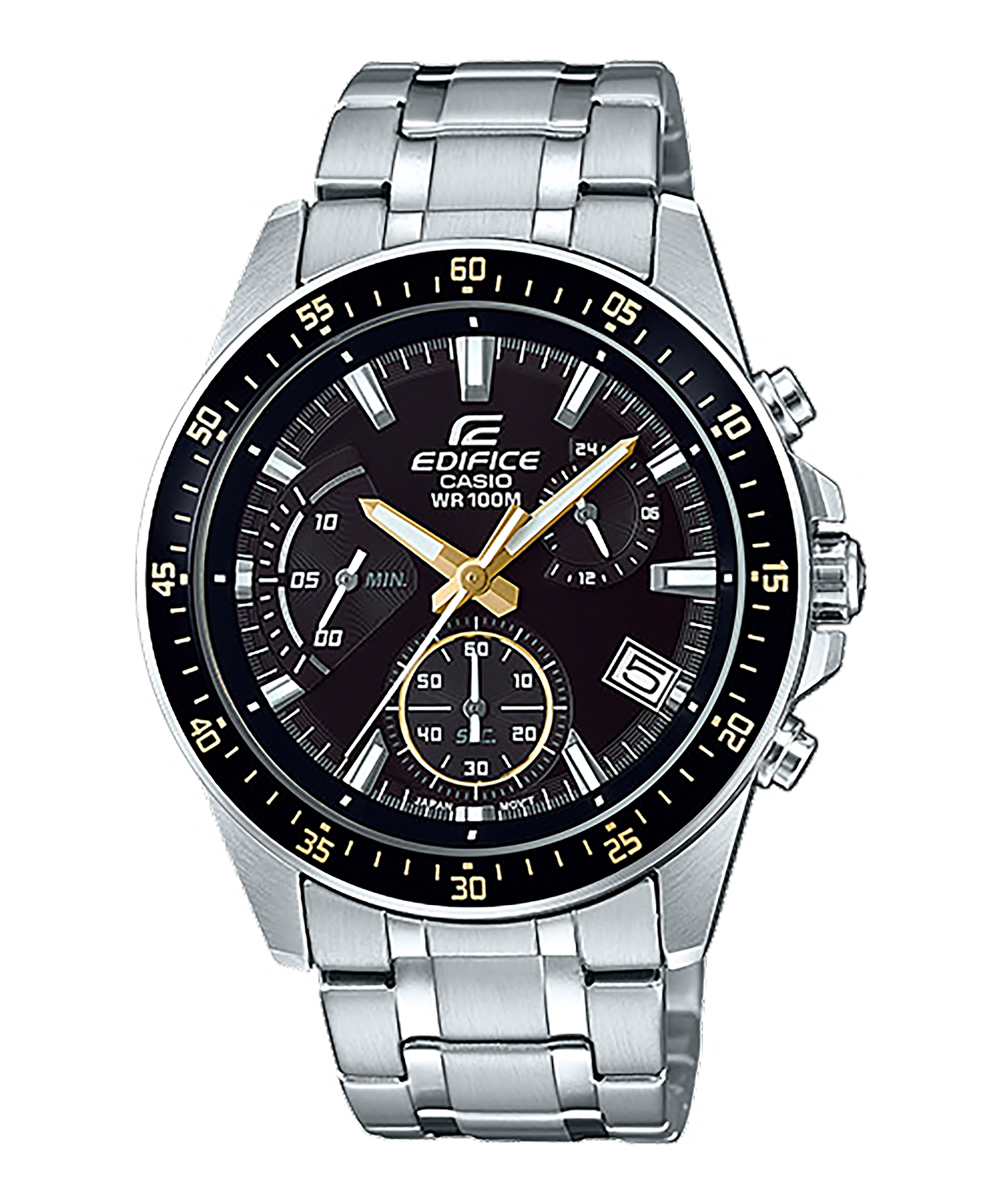 CASIO EDIFICE รุ่น EFV-540D-1A9VUDF หน้าปัดดำ ทอง สายสแตนเลส สินค้าใหม่ ของแท้ รับประกันศูนย์ CMG