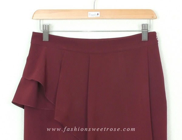 SK-296 กระโปรงแฟชั่น&ทำงาน ทรงสอบ ผ้าไหมอิตาลีสีม่วงเปลือกมังคุด